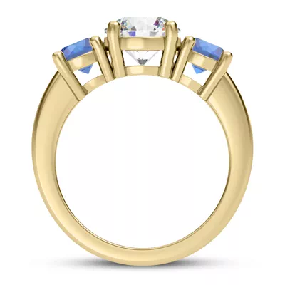 Mavrica Round Sapphire Three-Stone Engagement Ring