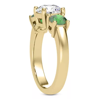 Mavrica Round Emerald Three-Stone Engagement Ring