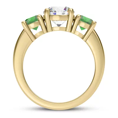 Mavrica Round Emerald Three-Stone Engagement Ring