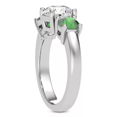 Mavrica Round Emerald Three-Stone Engagement Ring