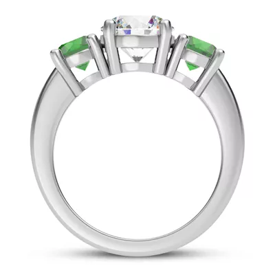 Mavrica Round Emerald Three-Stone Engagement Ring
