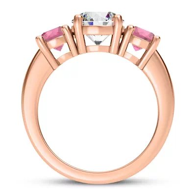 Mavrica Round Pink Sapphire Three-Stone Engagement Ring