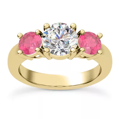 Mavrica Round Pink Sapphire Three-Stone Engagement Ring