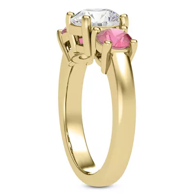 Mavrica Round Pink Sapphire Three-Stone Engagement Ring