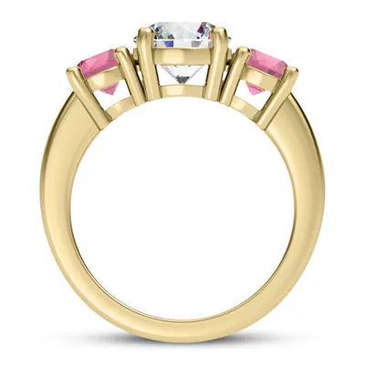Mavrica Round Pink Sapphire Three-Stone Engagement Ring