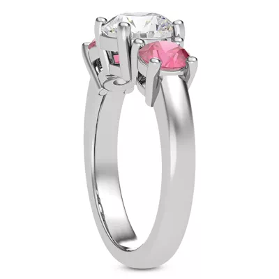 Mavrica Round Pink Sapphire Three-Stone Engagement Ring