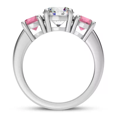 Mavrica Round Pink Sapphire Three-Stone Engagement Ring
