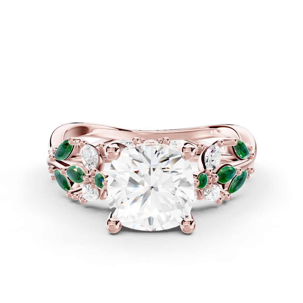 Butterfly And Bee Vine Twist Lab Emerald Engagement Ring