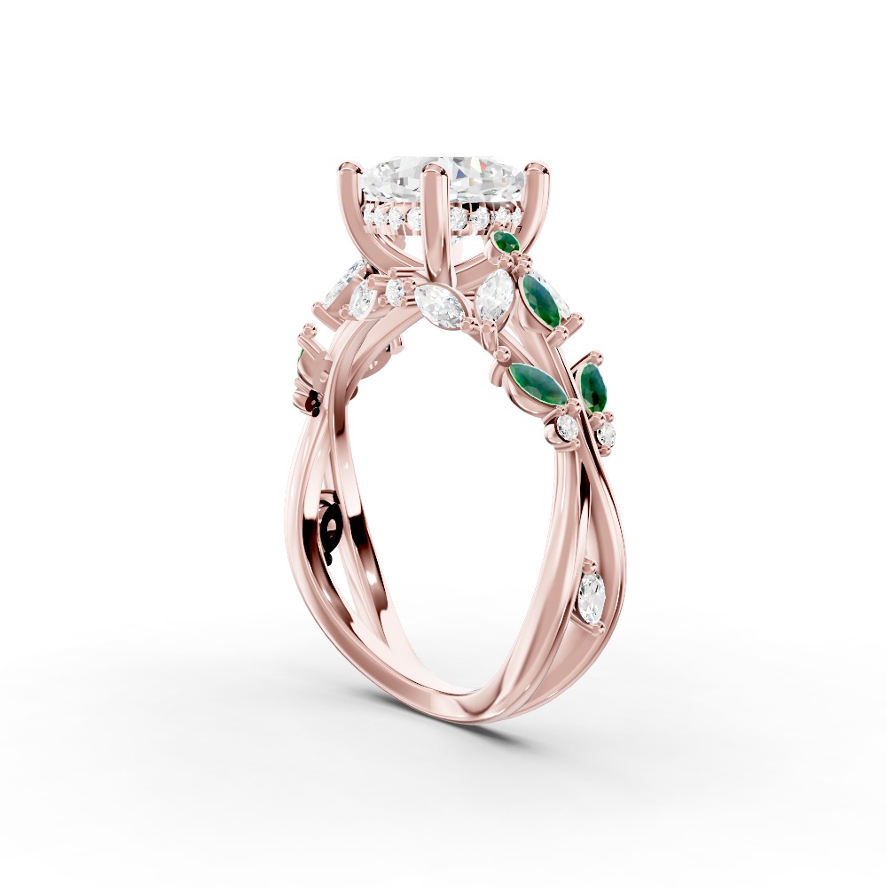 Butterfly And Bee Vine Twist Lab Emerald Engagement Ring