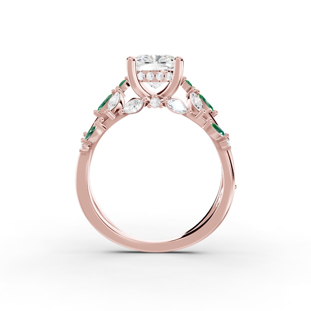 Butterfly And Bee Vine Twist Lab Emerald Engagement Ring