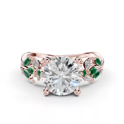 Butterfly And Bee Vine Twist Lab Emerald Engagement Ring