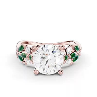 Butterfly And Bee Vine Twist Lab Emerald Engagement Ring