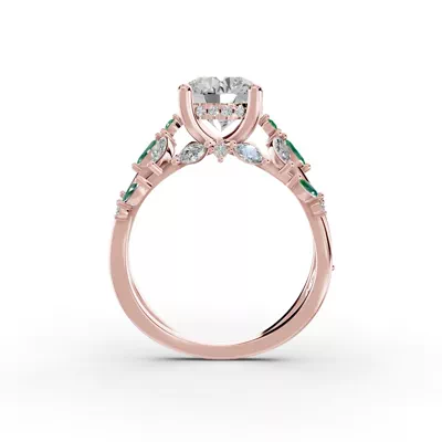 Butterfly And Bee Vine Twist Lab Emerald Engagement Ring