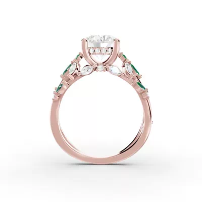 Butterfly And Bee Vine Twist Lab Emerald Engagement Ring