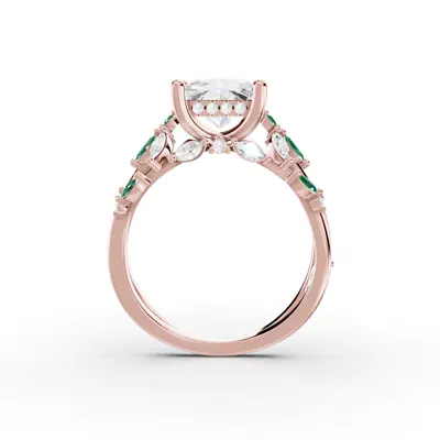 Butterfly And Bee Vine Twist Lab Emerald Engagement Ring