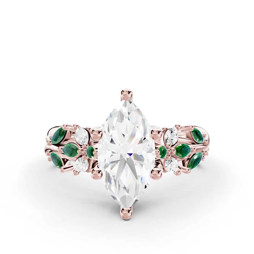 Butterfly And Bee Vine Twist Lab Emerald Engagement Ring