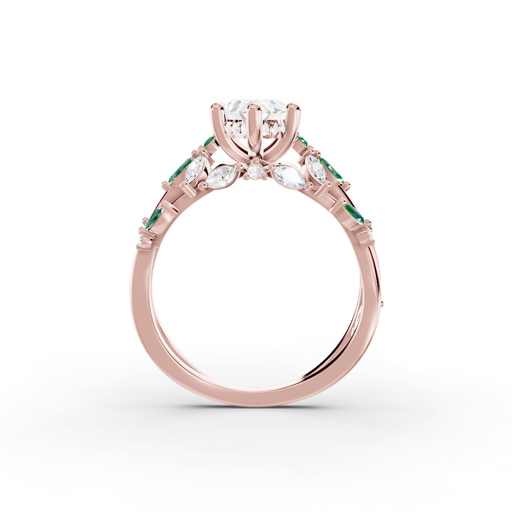 Butterfly And Bee Vine Twist Lab Emerald Engagement Ring