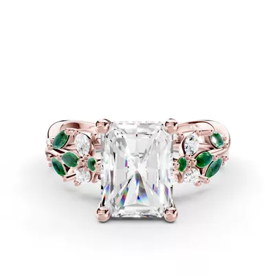 Butterfly And Bee Vine Twist Lab Emerald Engagement Ring
