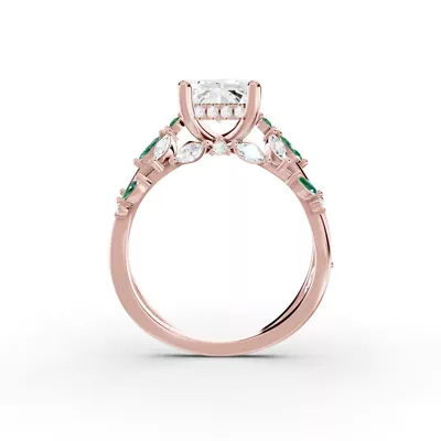 Butterfly And Bee Vine Twist Lab Emerald Engagement Ring