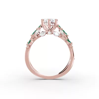 Butterfly And Bee Vine Twist Lab Emerald Engagement Ring