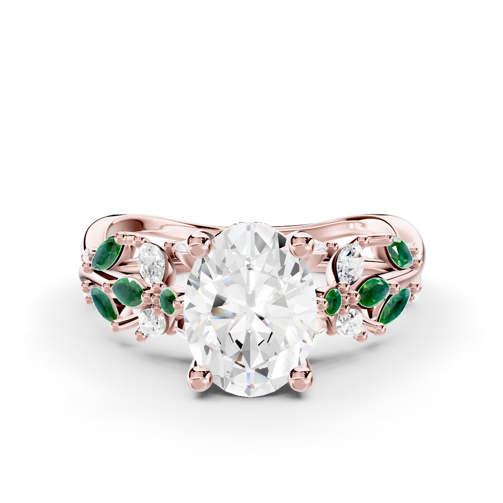 Butterfly And Bee Vine Twist Lab Emerald Engagement Ring
