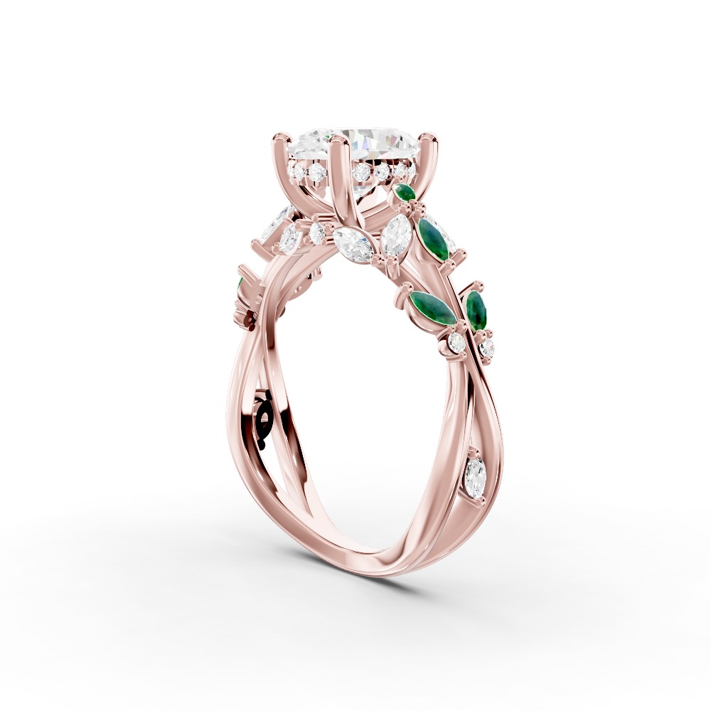 Butterfly And Bee Vine Twist Lab Emerald Engagement Ring