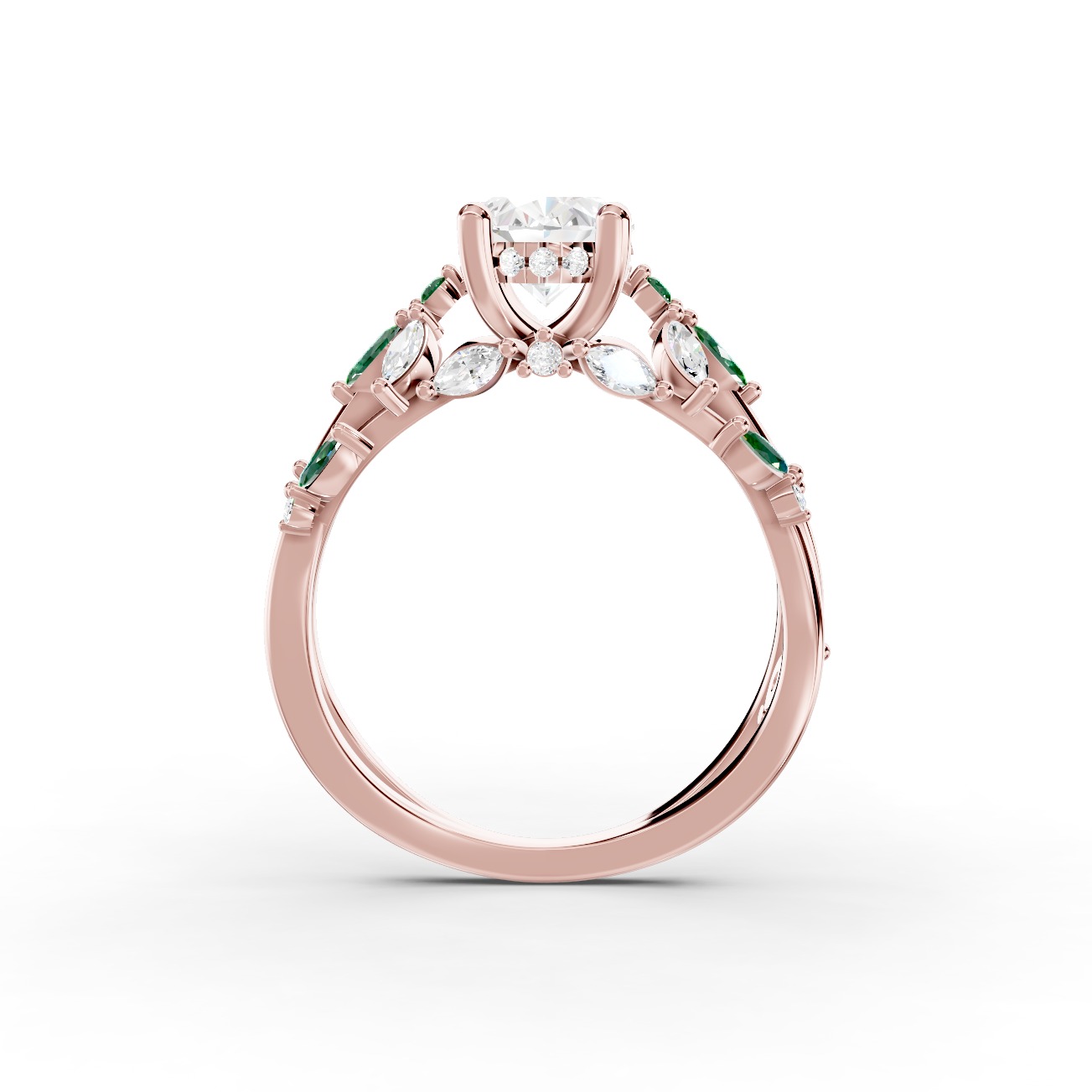 Butterfly And Bee Vine Twist Lab Emerald Engagement Ring