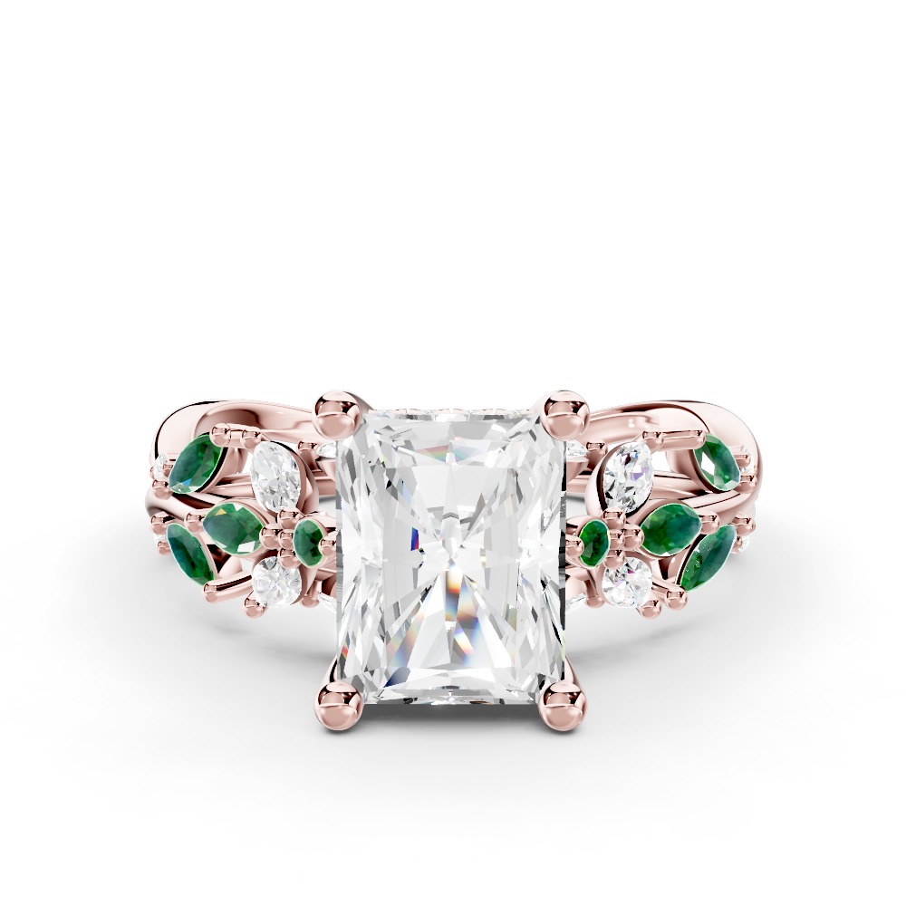 Butterfly And Bee Vine Twist Lab Emerald Engagement Ring