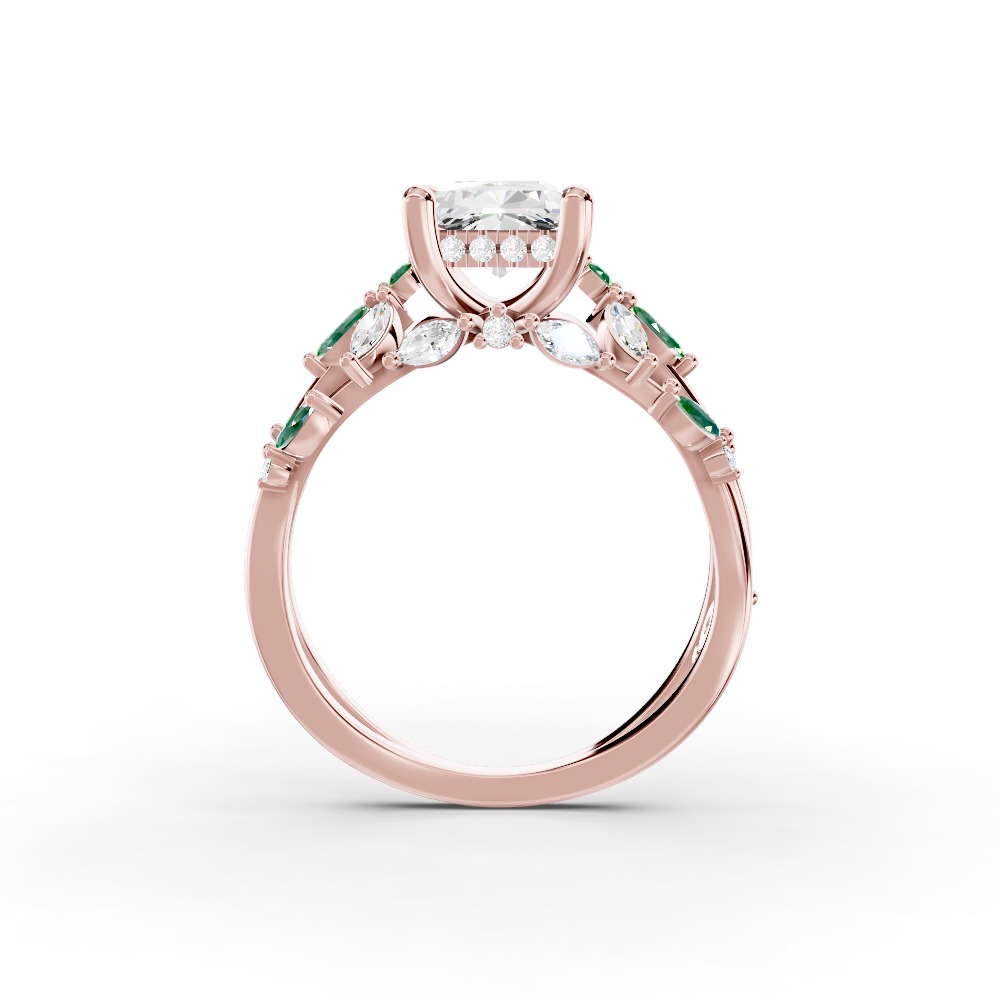 Butterfly And Bee Vine Twist Lab Emerald Engagement Ring