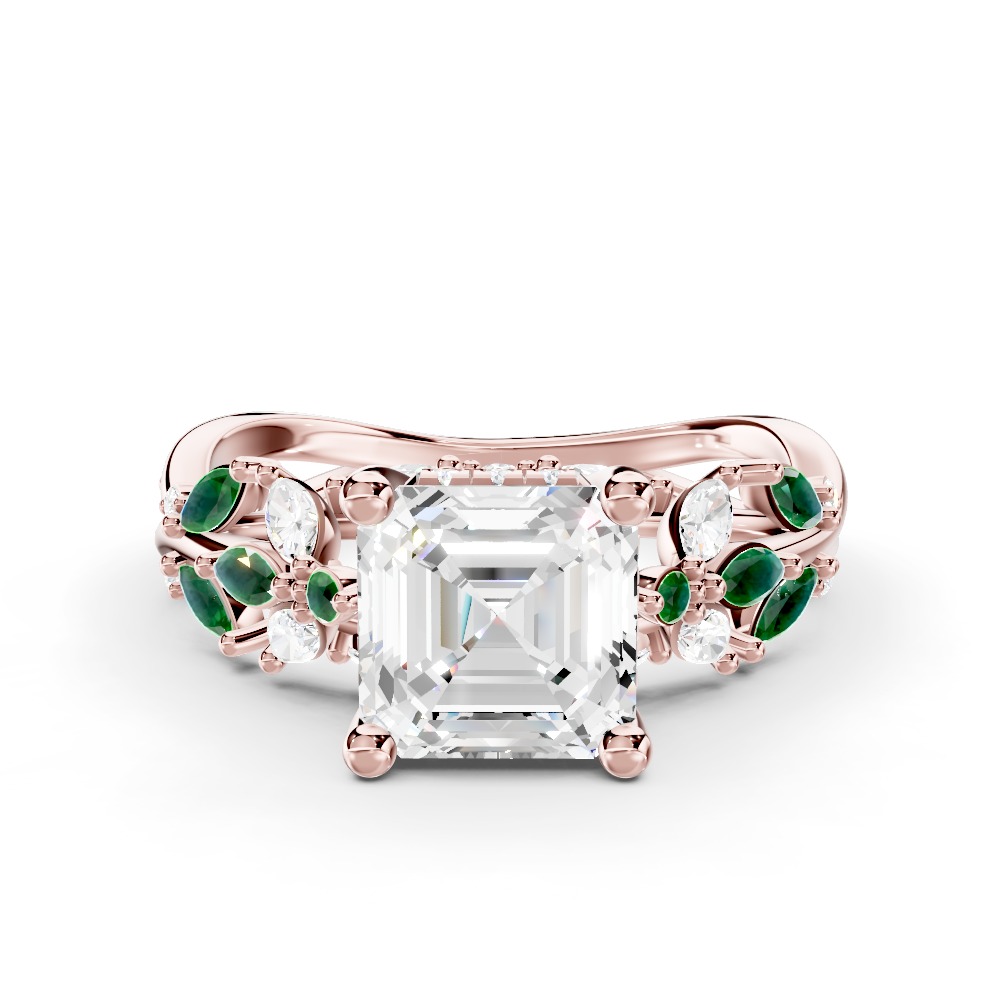 Butterfly And Bee Vine Twist Lab Emerald Engagement Ring