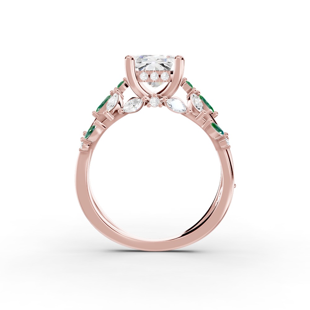 Butterfly And Bee Vine Twist Lab Emerald Engagement Ring