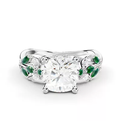 Butterfly And Bee Vine Twist Lab Emerald Engagement Ring