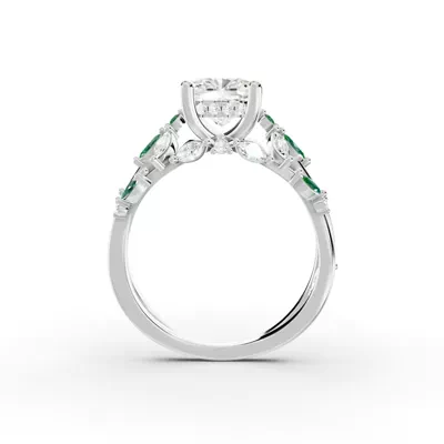 Butterfly And Bee Vine Twist Lab Emerald Engagement Ring