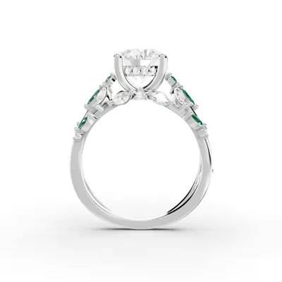 Butterfly And Bee Vine Twist Lab Emerald Engagement Ring