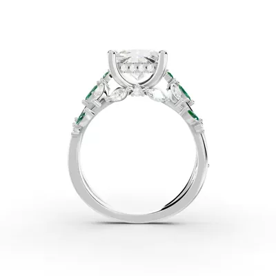 Butterfly And Bee Vine Twist Lab Emerald Engagement Ring