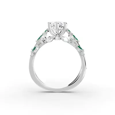 Butterfly And Bee Vine Twist Lab Emerald Engagement Ring