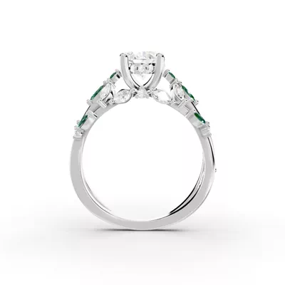 Butterfly And Bee Vine Twist Lab Emerald Engagement Ring