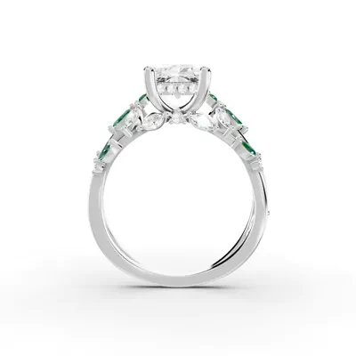 Butterfly And Bee Vine Twist Lab Emerald Engagement Ring
