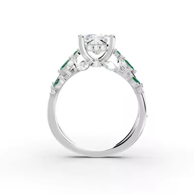 Butterfly And Bee Vine Twist Lab Emerald Engagement Ring