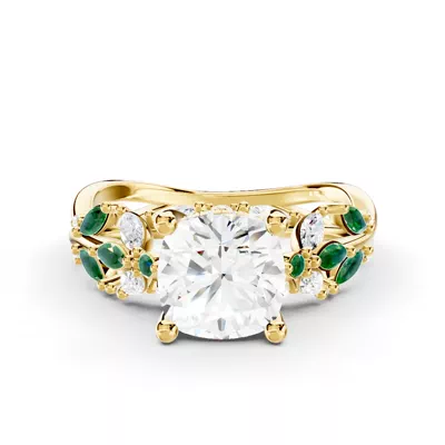 Butterfly And Bee Vine Twist Lab Emerald Engagement Ring