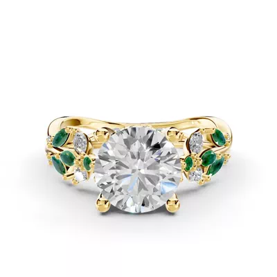 Butterfly And Bee Vine Twist Lab Emerald Engagement Ring