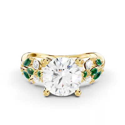 Butterfly And Bee Vine Twist Lab Emerald Engagement Ring