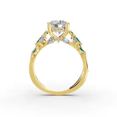 Butterfly And Bee Vine Twist Lab Emerald Engagement Ring