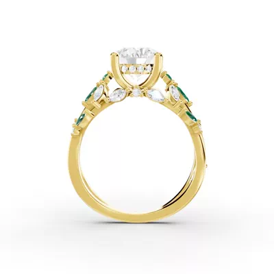Butterfly And Bee Vine Twist Lab Emerald Engagement Ring