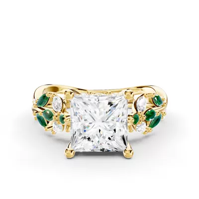Butterfly And Bee Vine Twist Lab Emerald Engagement Ring