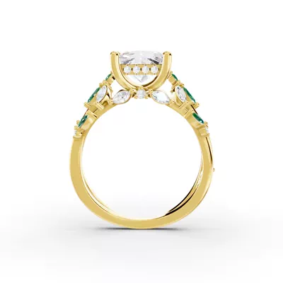 Butterfly And Bee Vine Twist Lab Emerald Engagement Ring
