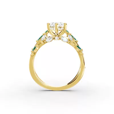Butterfly And Bee Vine Twist Lab Emerald Engagement Ring