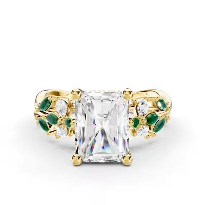 Butterfly And Bee Vine Twist Lab Emerald Engagement Ring