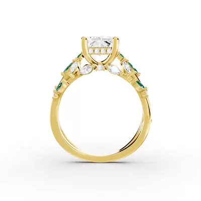 Butterfly And Bee Vine Twist Lab Emerald Engagement Ring
