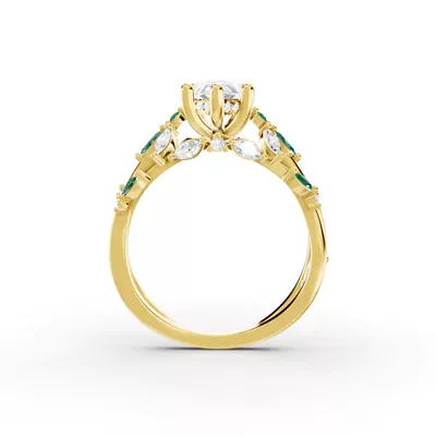 Butterfly And Bee Vine Twist Lab Emerald Engagement Ring